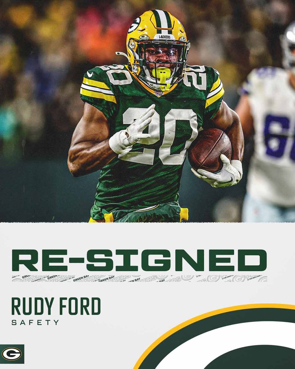 Staying with the green &amp; gold!

#Packers re-sign S Rudy Ford 📰: pckrs.com/i6rsk0

#GoPackGo