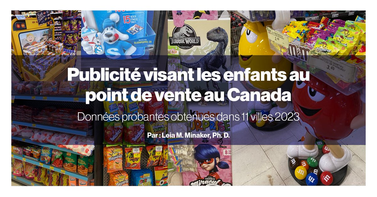 Une nouvelle recherche de <a href="/UWaterloo/">University of Waterloo</a> révèle l’omniprésence de la #PubDestineeAuxEnfants dans les supermarchés, les restaurants et les dépanneurs. 
bit.ly/42tlf1s  
#PolCan #SantéCDN