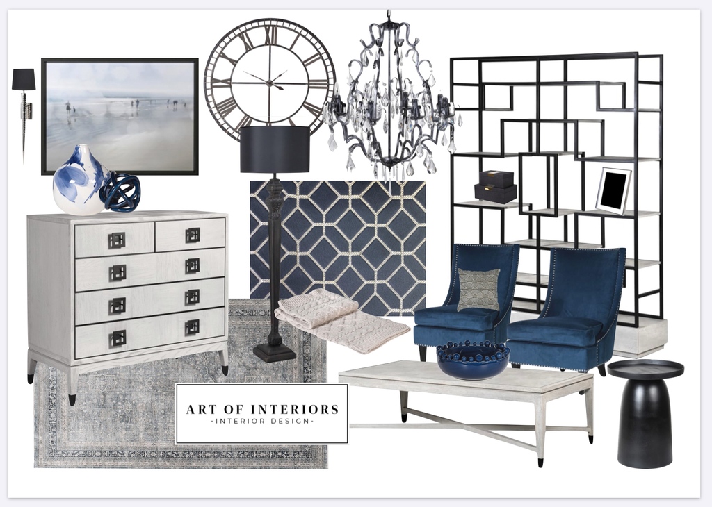 I love the silver and navy combination that im using in this room.All items on the moodboard are available to purchase from either instore or on our website artofinteriors.co.uk
#interiordesign #architecture #handmade #furniture #interiorstyling #style #decoration #luxuryhome