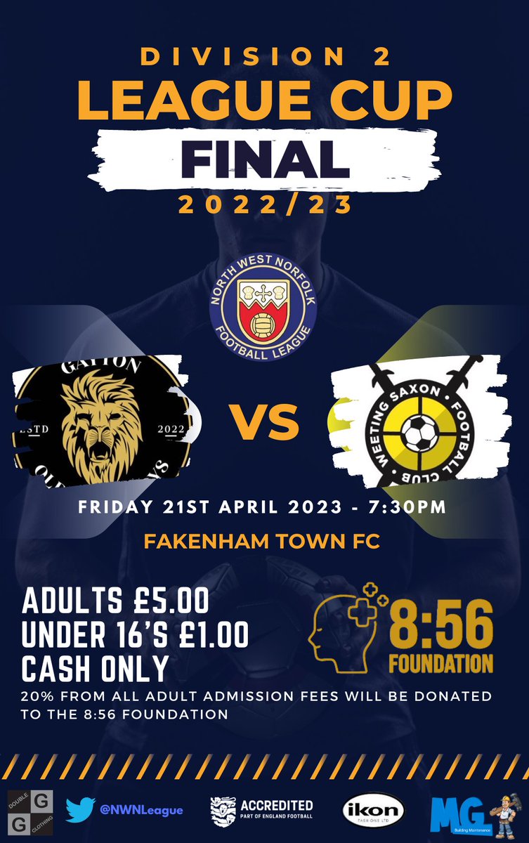 NWNLeague's tweet photo. The Division 2 League Cup final will see Gayton Old Boys play Weeting Saxons for the trophy 🏆 https://t.co/FEGz4GVMro