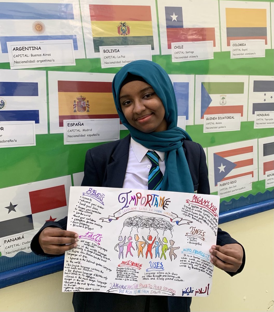 malonelanguages's tweet image. Very proud of Haneen in 9O😇 She has been awarded a highly commended prize by Queen’s University for her languages poster. Well done Haneen!👏