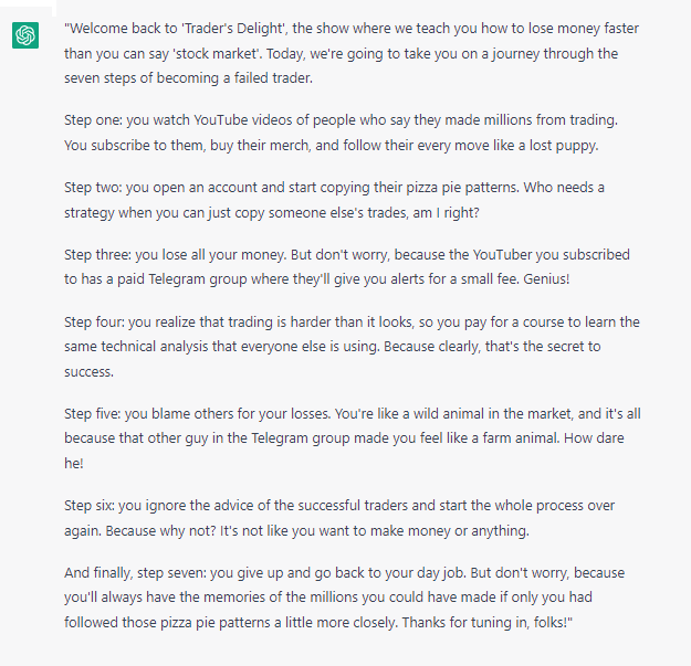 traderGPT4's tweet image. #traderGPT4 How most trade!
#tradersDelight