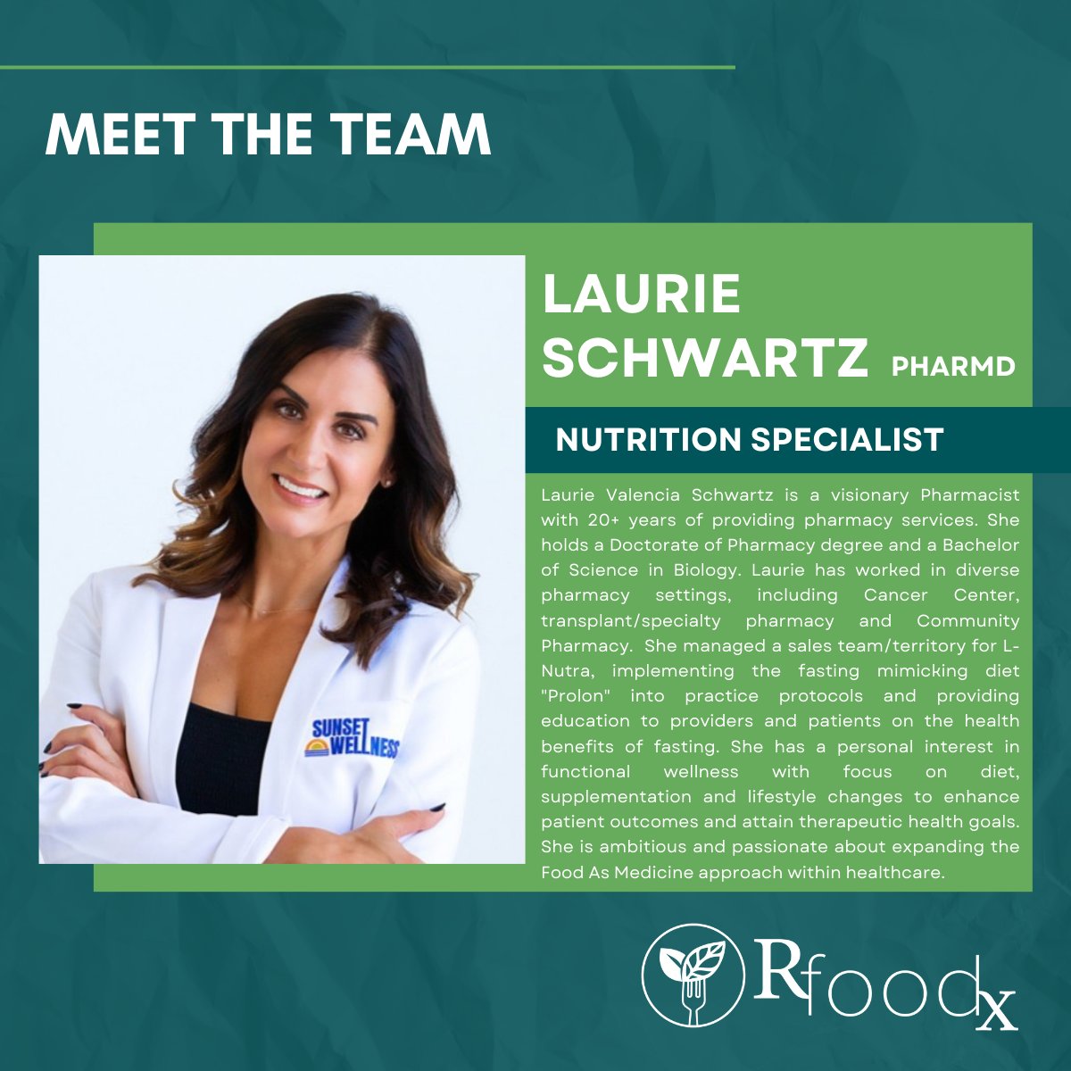 RootsFoodGroup's tweet photo. We are excited to welcome Laurie Schwartz as an Rfoodx Nutrition Specialist! #GrowingRoots #Rfoodx https://t.co/Kkq6ksB0VU