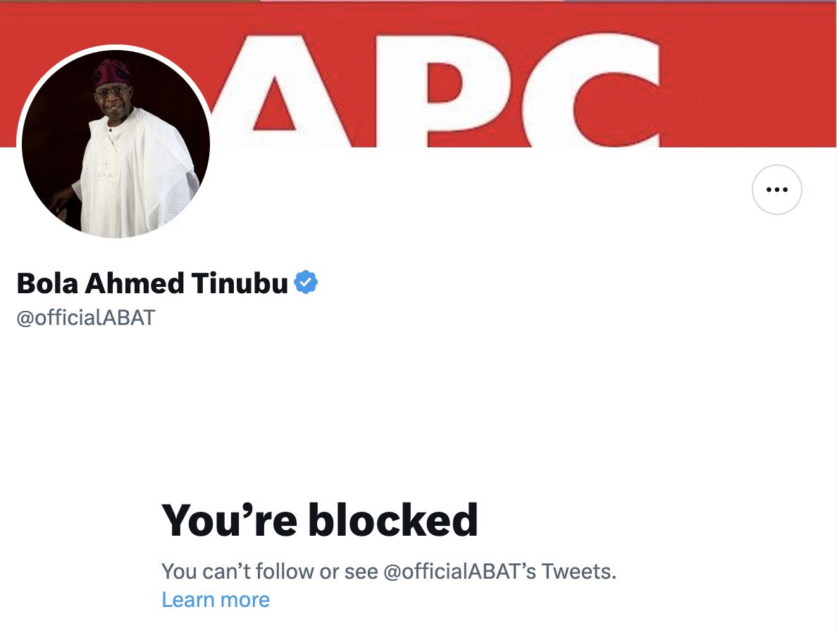 I stand to be corrected but have you ever seen someone blocked by H.E Peter Obi?

In fact, in his one of interviews, he said he enjoys getting criticism. 

I know a presidential material when I see one. Tinubu’s presidency will spell doom for Nigeria and it has already started.