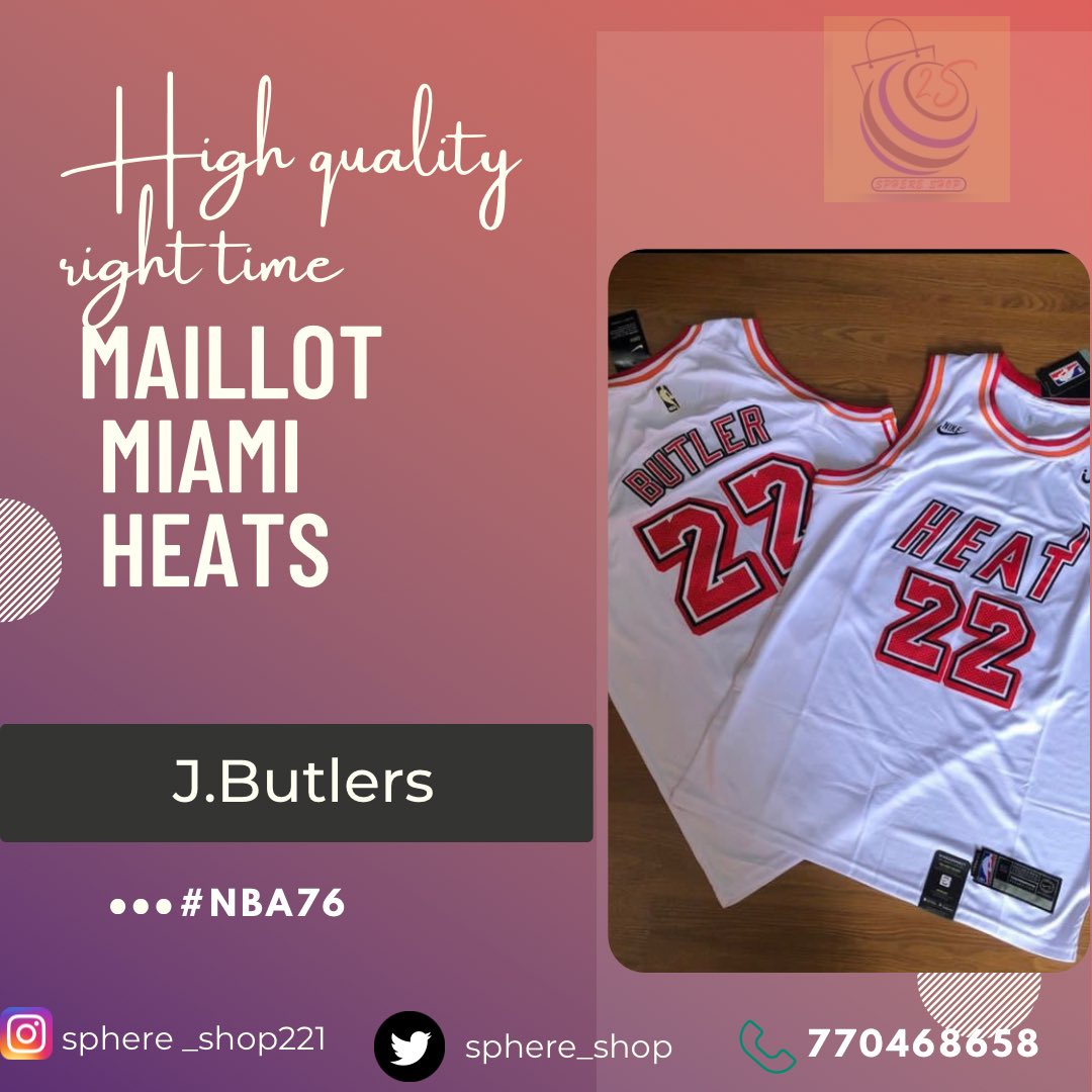 sphere_shop's tweet photo. Maillot de Miami Heats Jimmy Butler #NBA76 
Disponible sur votre Boutique @sphere_shop 
ℹ️High quality right time 
#maillot #nba  #Butler #heats #miamiheats https://t.co/877ih0DW5k