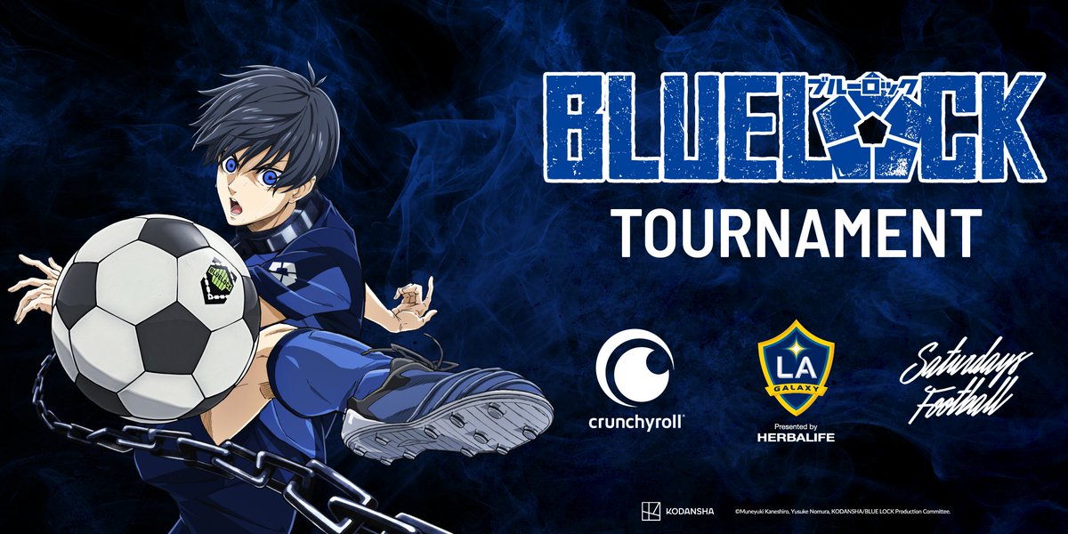 Crunchyroll's tweet photo. Calling all California-based soccer players! Get ready to show your stuff in the official BLUELOCK tournament this Saturday!

We can't wait to host this awesome competition alongside Saturdays Football and @LAGalaxy at @dignityhealthsp!

⚽️ SIGN UP: https://t.co/51uoETXPhj https://t.co/alHrPcsEJl