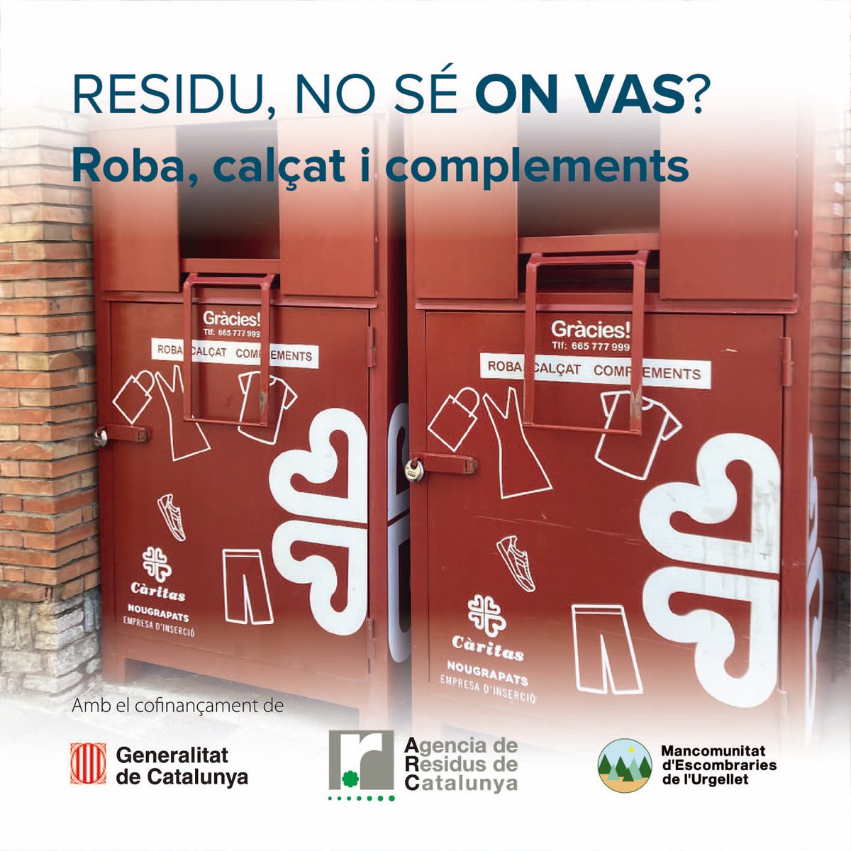 MancoUrgellet's tweet image. Al carrer hi ha cinc contenidors per a poder classificar la major part dels residus que fem, els contenidors de selectiva, el d’orgànica i el de la resta.
També podem trobar contenidors per a la roba, calçat i complements.

#cpinnovació
#selectiva
#residus