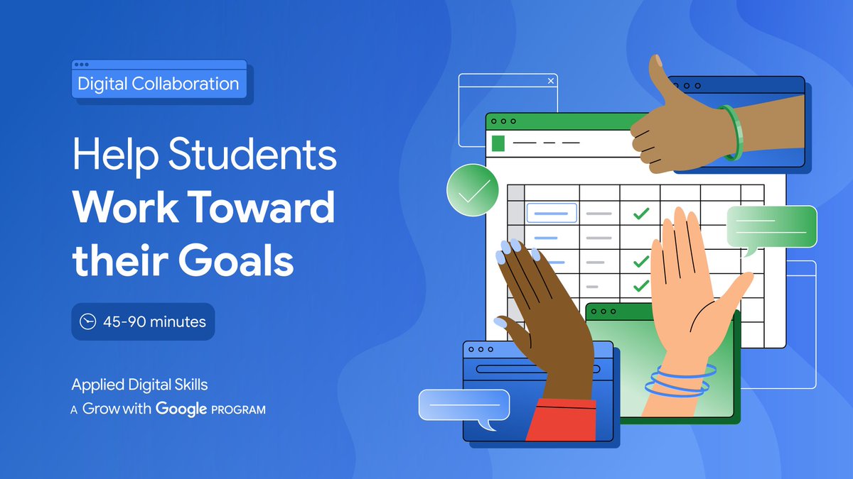 GoogleForEdu's tweet photo. Goal-crushing just got easier. Teach your students how to stay on track with this #AppliedDigitalSkills lesson that uses #GoogleSheets to stay organized while working towards a goal 💪📈 https://t.co/h8uRZyD9Z9 #GrowWithGoogle https://t.co/mpV5Yhu7Gp