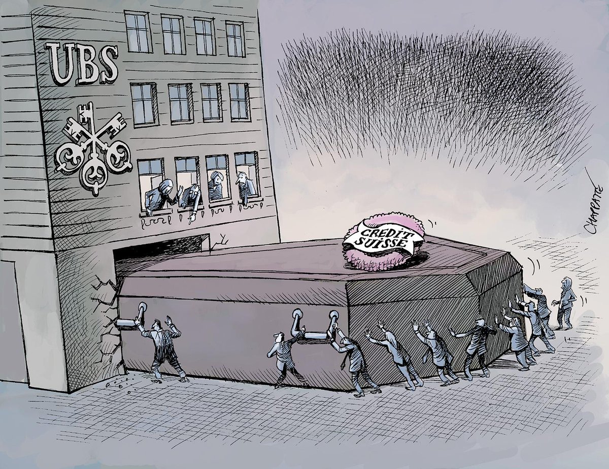 UBS absorbe Credit Suisse - © Chappatte dans Le Temps, Genève &gt; chappatte.com/fr/images/ubs-…