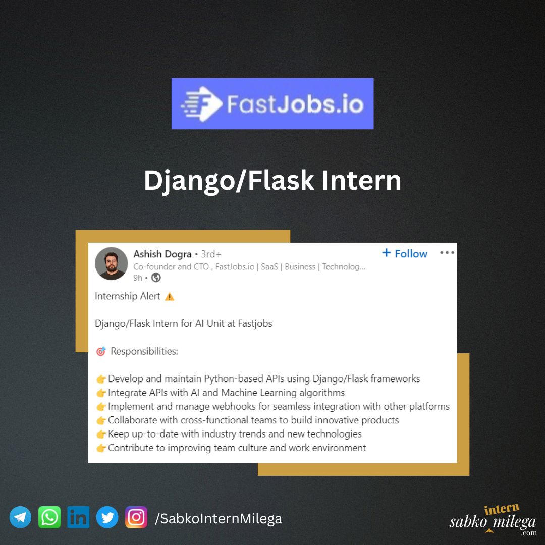 Fastjobs[dot]io | Django/Flask Intern

Link in comment 👇

#internship #sabkointernmilega