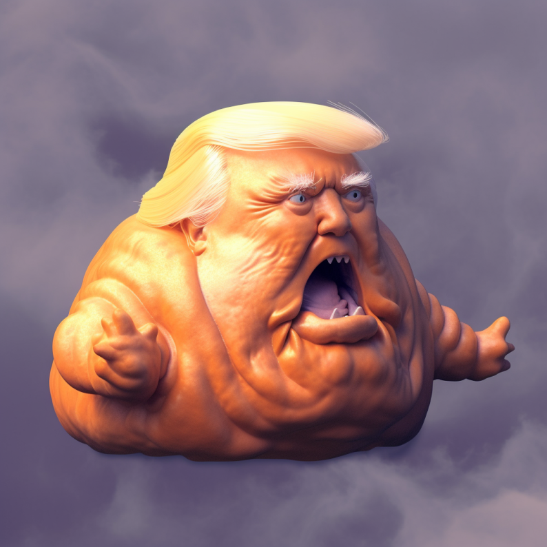 micahganske's tweet photo. Midjourney v5 interpretation of the Tremendous Manslug. #meatballdon https://t.co/eVDHtbWj29
