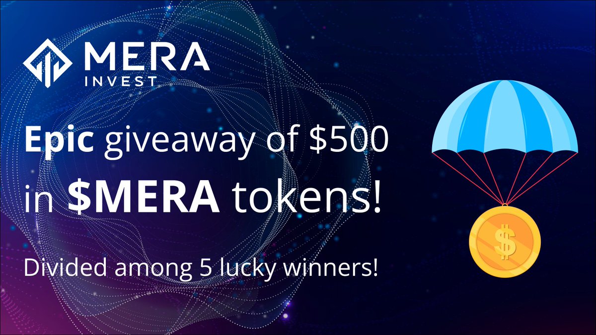 meratoken's tweet photo. 🎉 EPIC GIVEAWAY $500 in $MERA 🎉

Divided among 5 lucky winners!

To join:
✅ Follow us @merainvest
✅ ❤️ &amp; RT this tweet
✅ Tag your friends, each tag is a raffle ticket!
✅ Join https://t.co/7MKs1lAjpl

#Metaverse #GameFi #Web3 #Crypto #Airdrop #GiveawayAlert #AirdropAlert https://t.co/rI2xXPandc