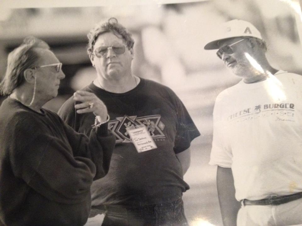 So sad to hear about the passing of Jim Jenkins, a good friend and superior sports journalist from the Sacramento Bee. Hopefully he has already hooked up with his newspaper pal Bill Soliday, who passed away last year, grilling Al Davis as in this photo.