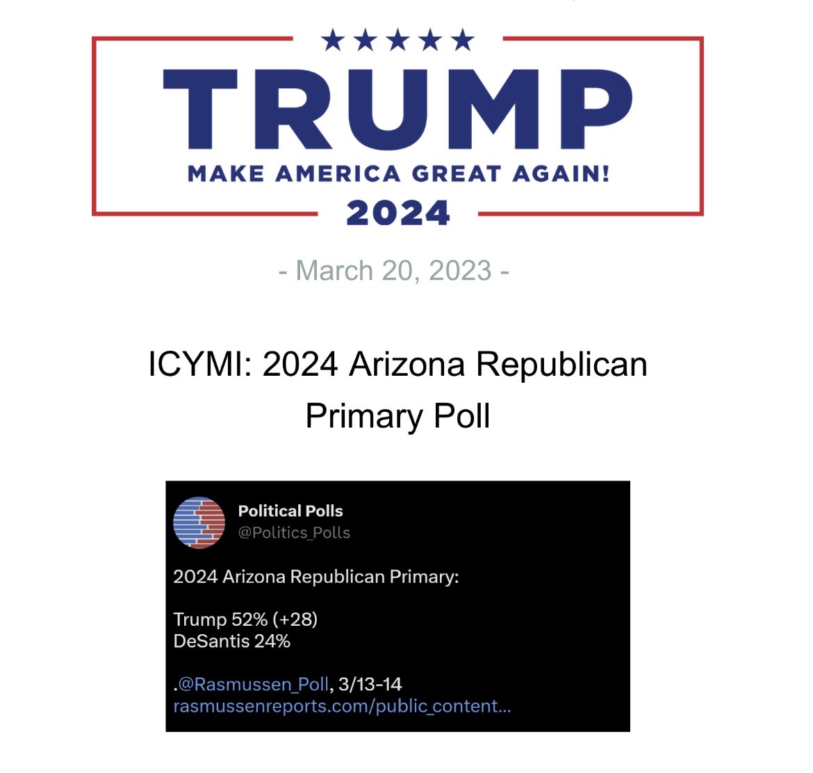 Liz Harrington on Twitter "ICYMI 2024 Arizona Republican Primary Poll"