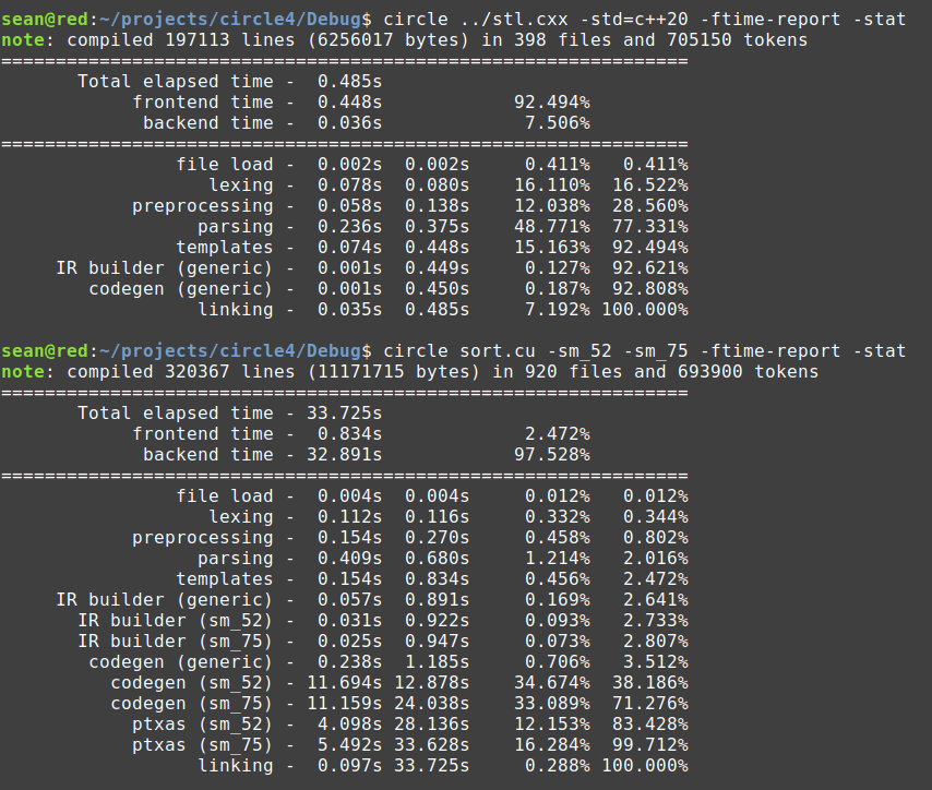 seanbax's tweet photo. Cool cool. I implemented a -ftime-report option that breaks compile times down into categories. Makes it easy to see at a glance where the costs are. https://t.co/wG2odWpH2d