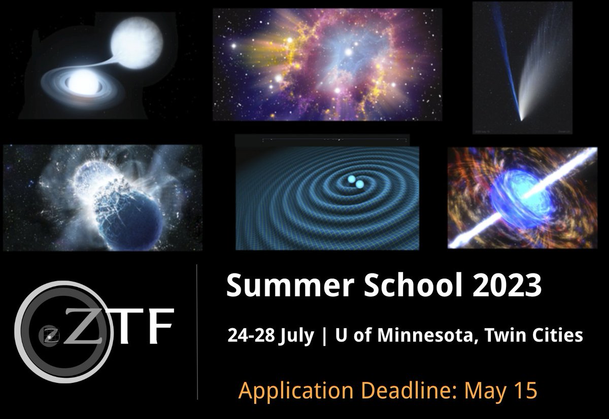 ZTF Survey (@ztfsurvey) on Twitter photo The <a href="/ztfsurvey/">ZTF Survey</a> summer school (24-28 July) is now open for applications. This year's theme is transients and students will get to play with lots of transient data from our survey! To learn more, visit ztf.caltech.edu/summer-school-…
#summerschool #astronomy The <a href="/ztfsurvey/">ZTF Survey</a> summer school (24-28 July) is now open for applications. This year's theme is transients and students will get to play with lots of transient data from our survey! To learn more, visit ztf.caltech.edu/summer-school-…
#summerschool #astronomy