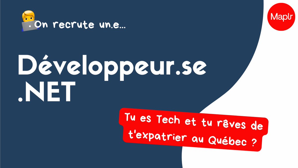🔔 Le Maplr Lab recherche sa nouvelle recrue !
🇨🇦 Tu vis à Montreal ou a pour projet de t'y installer prochainement ? 
🤗 Tu cherches une opportunité de monter en compétences au sein d'une équipe dynamique, bienveillante et soudée ?
Ça se passe par ici 👉 bit.ly/lab-devnet