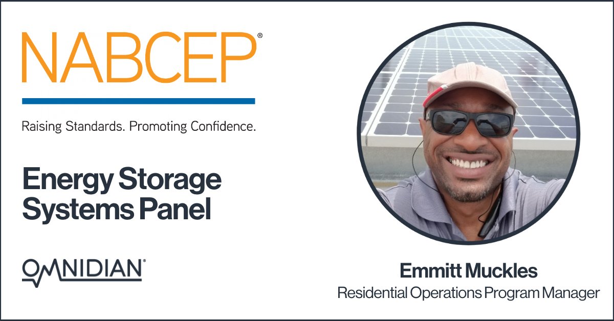 Omnidian's tweet image. We're thrilled to have our Residential Operations Program Manager, Emmitt Muckles, speak on NABCEP's panel regarding Energy Storage Systems March 27-30 at the St. Charles Convention Center in St. Charles, MO.

Learn more about the event. hubs.ly/Q01HzQhY0