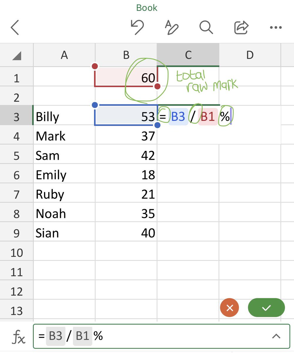 best_lssn_ever's tweet photo. Wish someone told me years ago! How to make a % using excel. Halved my data input time #ifonlyiknew #teacherhack #timesaving #datainput #trackingandmonitoring #pupilprogress https://t.co/l6xGGMytCi