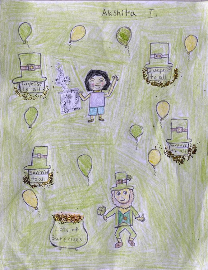 mcbtennis's tweet image. Surprises for all! Akshita shares her St. Patrick's Day drawing.