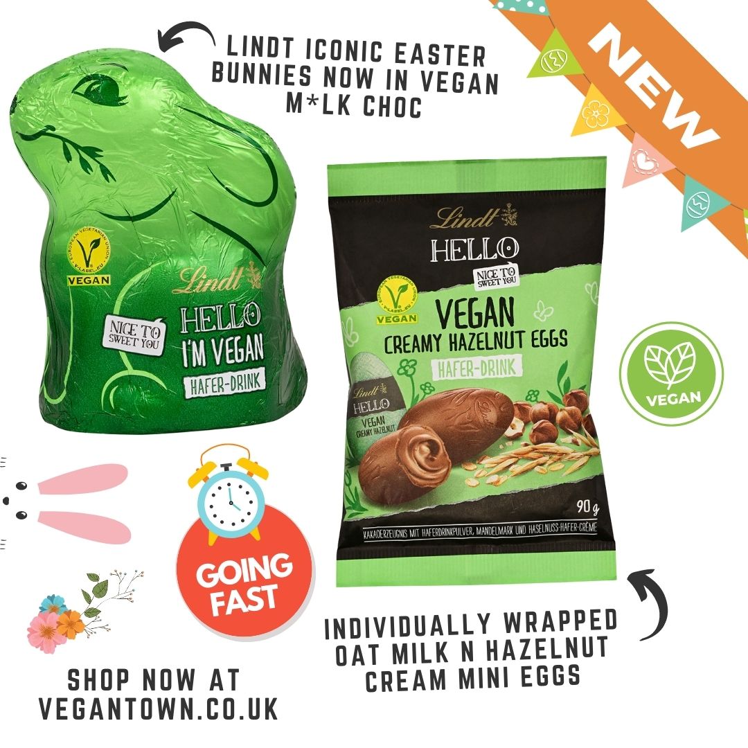 Last chance to grab these rare Lindt #vegan oat milk &amp; hazelnut cream Easter Eggs and Bunnies ⏰ Head to vegantown.co.uk/collections/ea… and shop while stocks last!