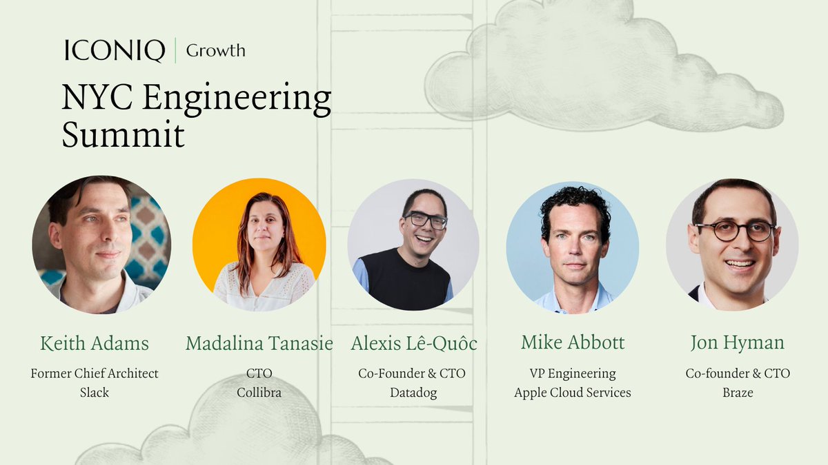 Next week, we're bringing together CEOs, CTOs and CPOs from <a href="/ICONIQGrowth/">ICONIQ</a> portfolio in NYC to learn from top engineering leaders who have scaled teams at <a href="/Apple/">Apple</a> <a href="/Braze/">Braze</a> @Collibra @Datadog and @Slack. We have a few spots open for our network -- send us a DM to request to join us!