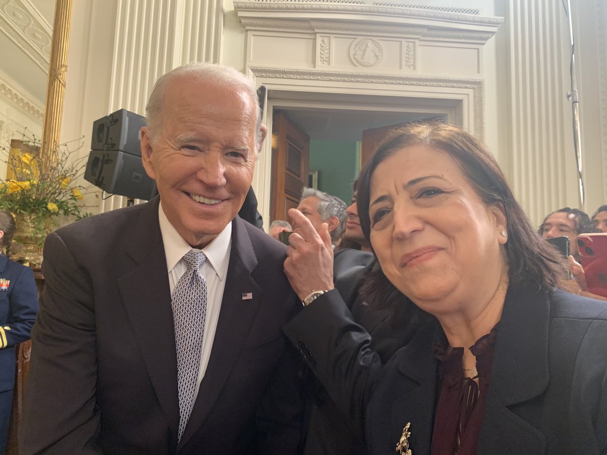 sinam56's tweet photo. It was an honor meeting President Biden @POTUS at the Newroz Reception held for the first time in the White House—a fantastic event with many wonderful people. I hope his Newroz will bring peace, freedom, &amp; democracy to Syrians and the region. Happy Newroz! Newroza We Pîroz Be . https://t.co/MgljwJMiuz