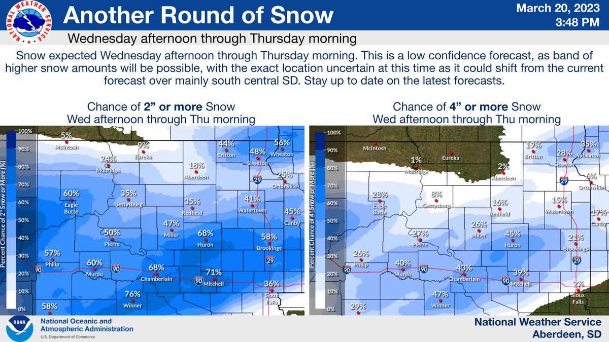 NWS Aberdeen on Twitter "Additional snow is possible Wednesday afternoon through Thursday