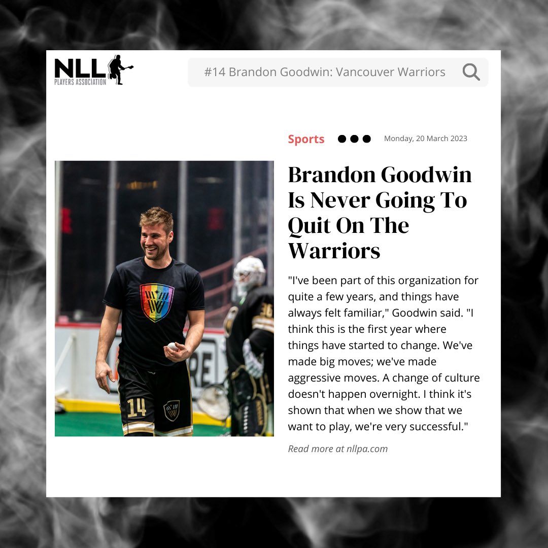 NLLPA's tweet photo. Player Insight: @BGoody14
Full Story : https://t.co/etdHEMhAht
🖊️:@AdamLeviNLL
#NLLPA #NLL #Lacrosse #playerinsight https://t.co/iEhOjuq5Gw