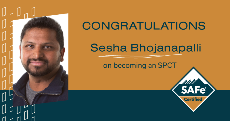 ScaledAgile's tweet photo. Congrats Sesha Bhojanapalli on becoming an SPCT! #SAFeCertified #SAFeCoach #ScaledAgile https://t.co/umpbdBYRaK
