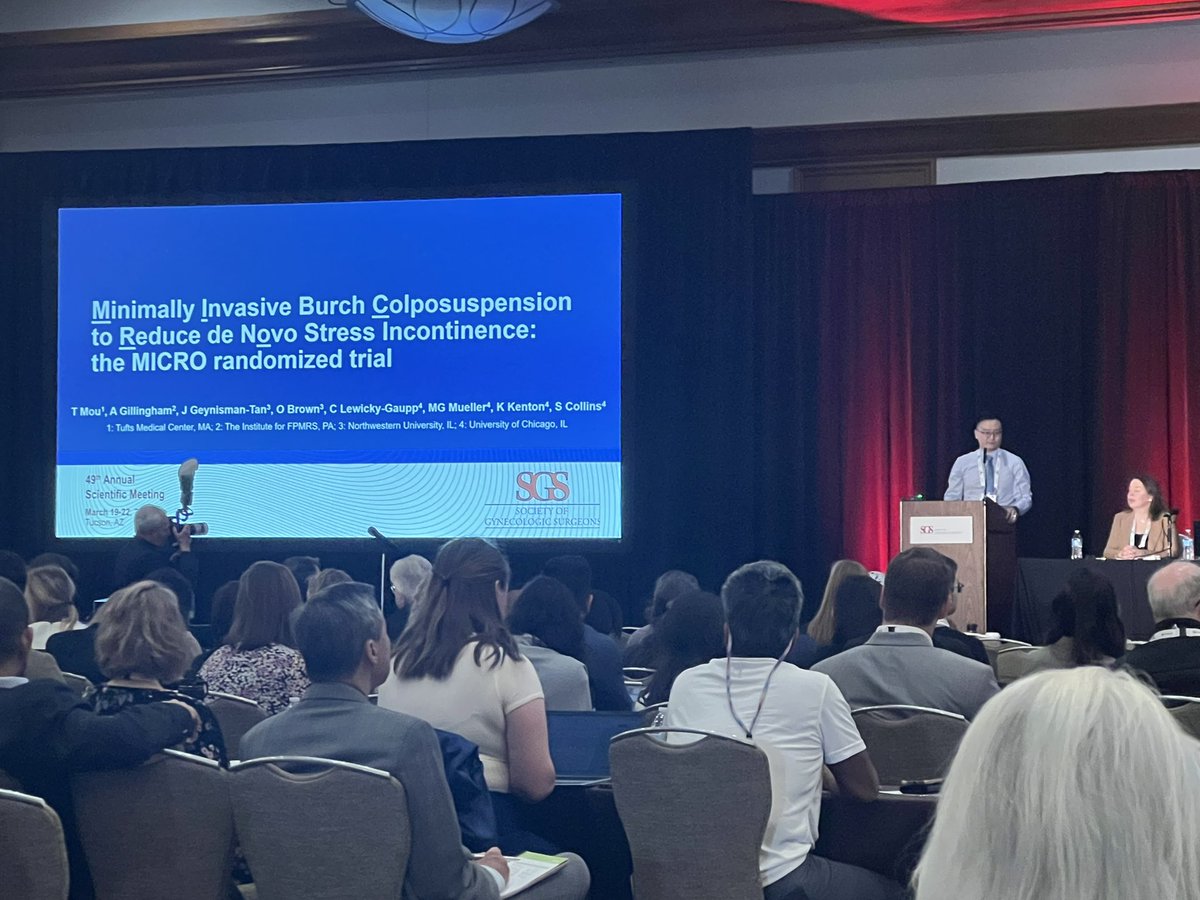 Our @McGawGME alum @mou_tsung presenting his work @GynSurgery from our group on Minimally invasive Burch at the time of Laparoscopic sacrocolpexy 💪🏾💪🏾👌🏾 so proud and @TuftsUniversity is so lucky to have this incredibly talented surgeon- scientist  #SGS2023