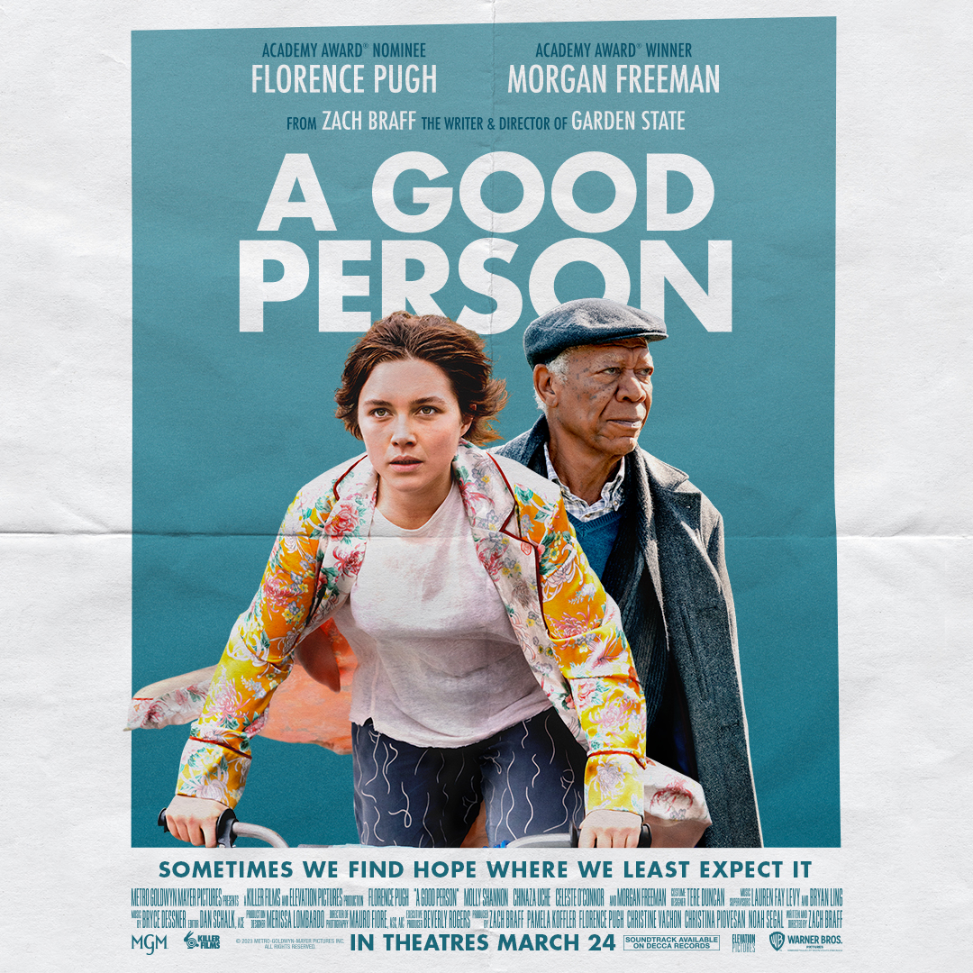 WarnerBrosCA's tweet image. Starring Florence Pugh and Morgan Freeman, #AGoodPerson hits theatres this Friday! We’re celebrating with special early screenings this Wednesday, March 22 in Toronto, Vancouver and Montreal. 

Comment below with your city and a surprise invite might land in your DMs.
