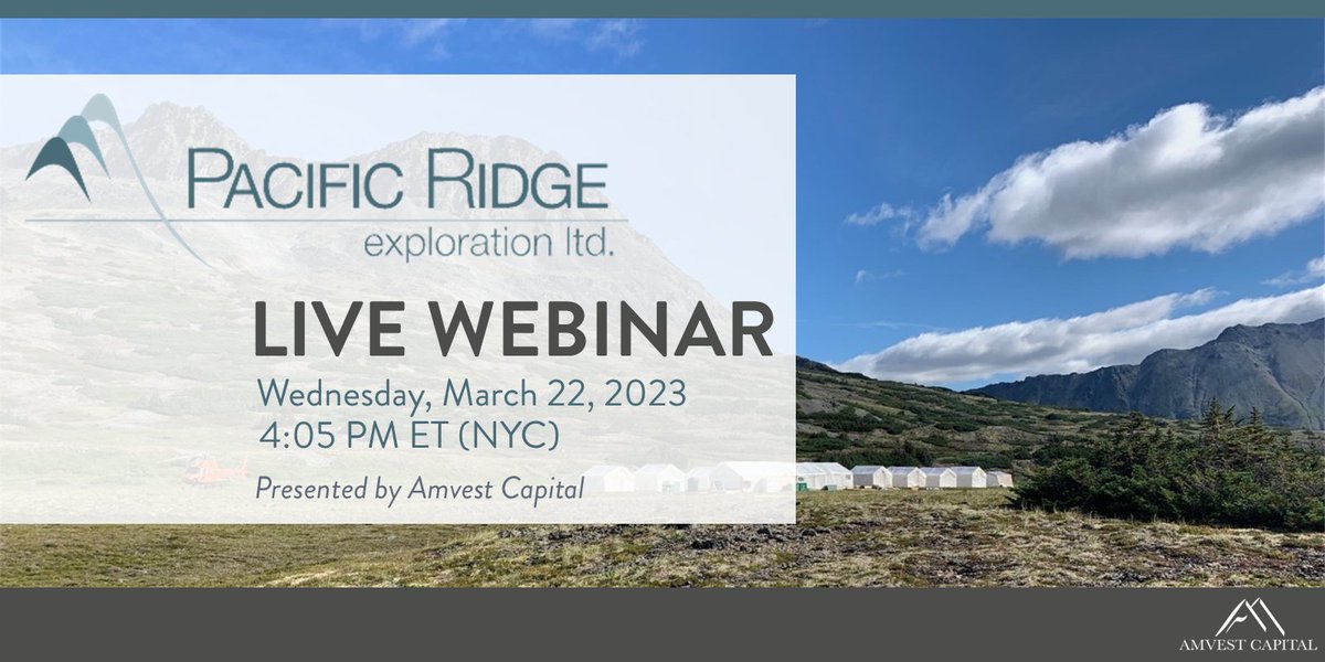 #PacificRidgeExploration is focused on #copper-#gold porphyry projects in #BritishColumbia. Learn more at their webinar on Wed, Mar 22 at 4:05 PM ET (NYC).

Register here: bit.ly/PEX032223

<a href="/PacRidge_PEX/">Pacific Ridge Exploration (PEX: TSXV)</a> $PEX.V $PEXZF #Exploration #PreciousMetals