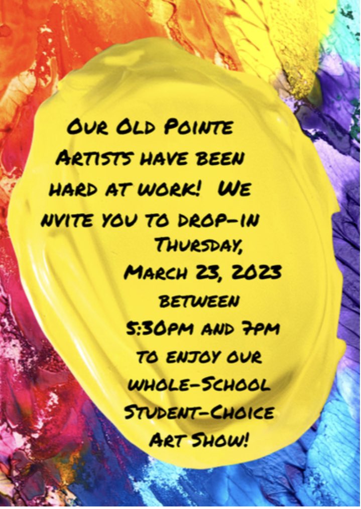 Mrs_KThompson's tweet photo. We hope to see you this week @OldPointeElem! @OldPointeArt Mrs. Hilton has been hard at work making our school SHINE 🤩 with amazing student work down the halls! Come check us out! #studentartshow #artmatters 🖼 https://t.co/6jhD2DCmxM