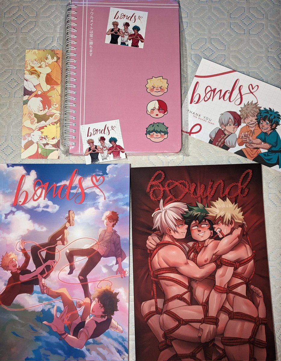 <a href="/TdBkDkBonds/">BONDS: A TdBkDk Zine (Complete)</a> it was so pretty, I almost didn't want to unwrap it!! 🥺😍😍 Everything looks great!! Thank you!! ♥️♥️ Ya girl's been in need of a bookmark for these zines lol (Pls ignore my bare mattress, it's laundry day 😅)