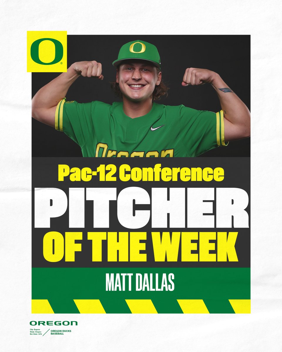 𝐖𝐞𝐥𝐥 𝐃𝐞𝐬𝐞𝐫𝐯𝐞𝐝

<a href="/dallasmattt/">dallas</a> has his big week recognized. Huge effort for the Duck out of the bullpen. #GoDucks 

Press Release | bit.ly/3LESfhC