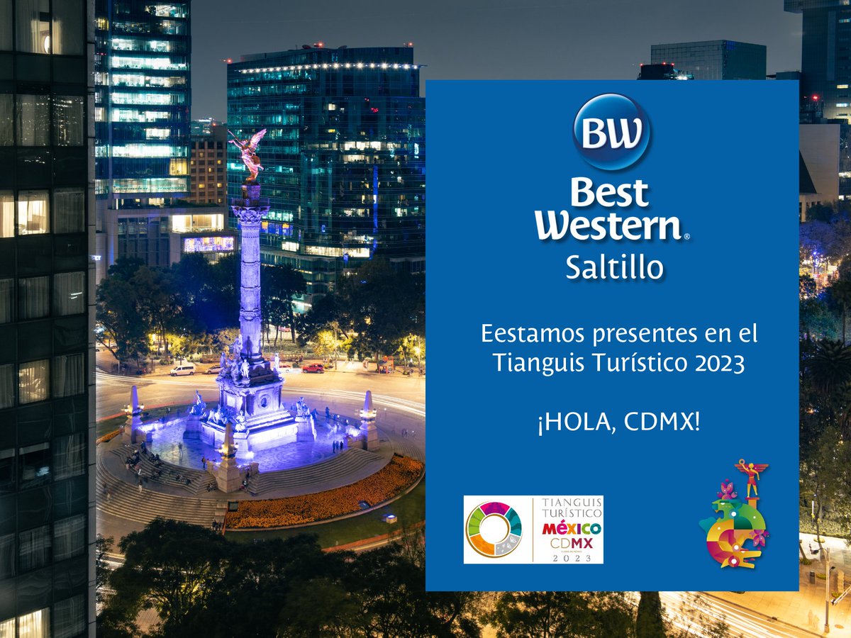BW_Saltillo's tweet photo. ¡Hola #CDMX! ¡Nos encontramos en el evento turístico más importante de #Mexico! 🍇🦖🏔️🌵🤠

Visítanos en el #TianguisTurístico2023 y reserva tu hospedaje en el sureste de #Coahuila. 👏👏👏

#MexicoLindo #HazTurismoEnCoahuila #VenYVivelo @ocvsaltillo https://t.co/dSbpu6COGV