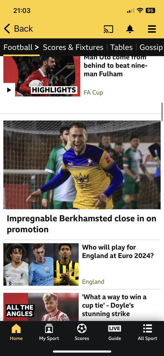Great to see my local team <a href="/BerkoFC/">Berkhamsted FC</a> pride of place on BBC Sport - what a season! #berkhamsted #comrades
