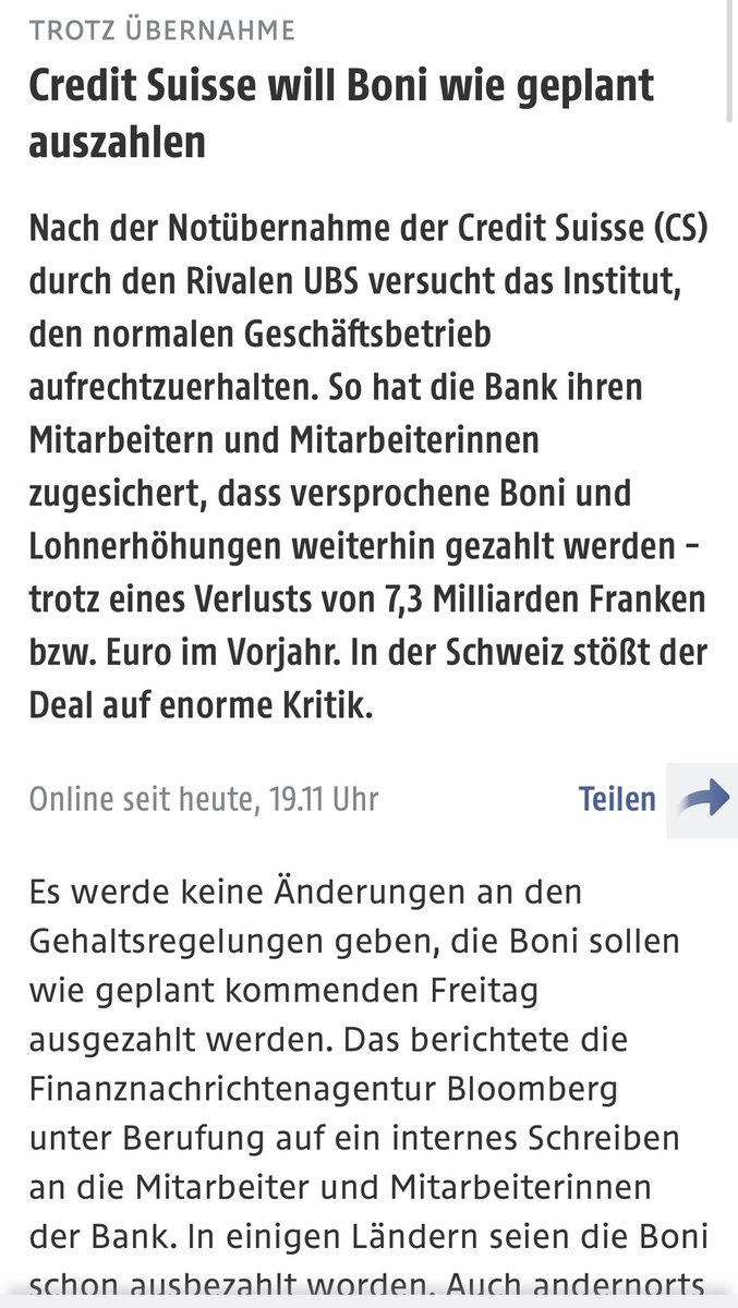 Wenn mein Geschäft gut läuft zahle ich mir einen Bonus aus, aber sorry, die Bank war am Ende, gut gewirtschaftet schaut anders aus. Und das sage ich als Selbstständiger, ich kann den Frust vieler Menschen nachvollziehen. Topmanager verzichten aus Anstand auf Auszahlung. Wetten?