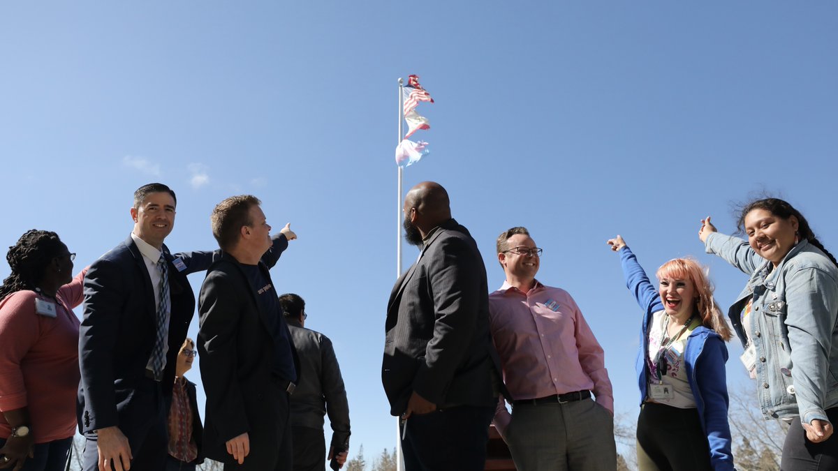 officialSCUSD's tweet photo. Sac City Unified staff partnered with LGBTQ+ advocates to create a Board Resolution and organize a flag raising event to better support our transgender staff, students and community members and formally recognize the week leading up to March 31 as Trans Week of Visibility. 🏳️‍⚧️ https://t.co/zko29zktsB