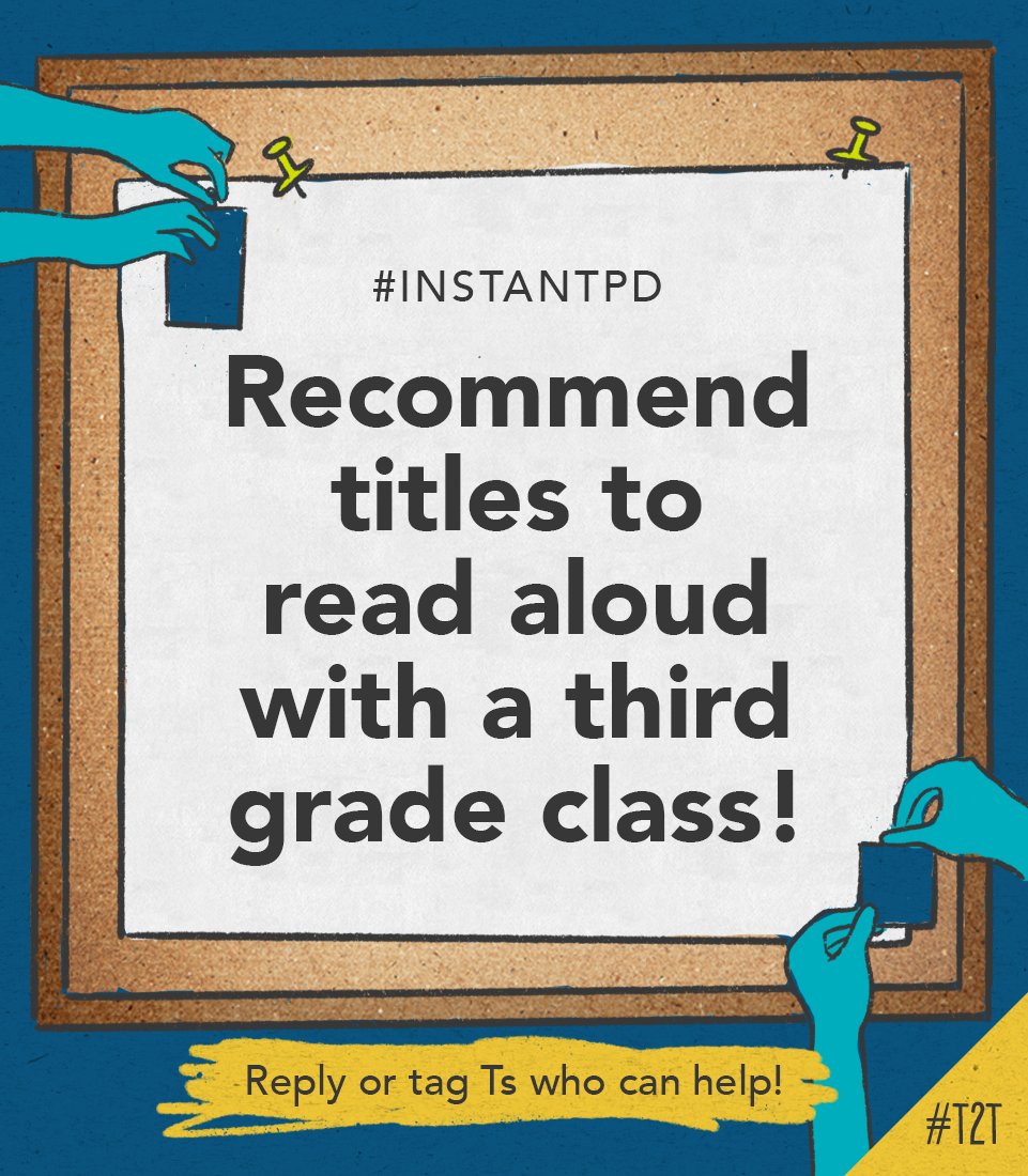 "I need a good read aloud for my third graders. Any recommendations?" 📖

Shout out your top picks for T <a href="/KatieHale_/">Katie Hale, NBCT 🖤</a> below! 👇 

#InstantPD #ELA #LitChat #TeacherTwitter