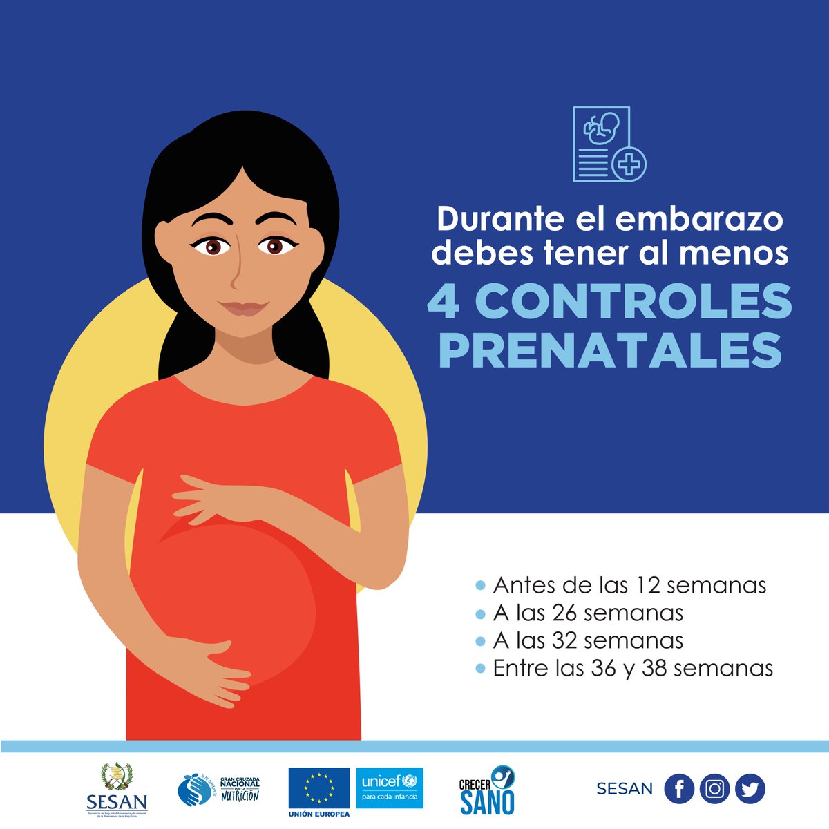 👩‍⚕️El control prenatal es importante para la madre y su hijo 🤰, ya que es por medio de este que se puede verificar el estado de salud, el desarrollo y bienestar del bebé en gestación. 
#GCNN #CrecerSano