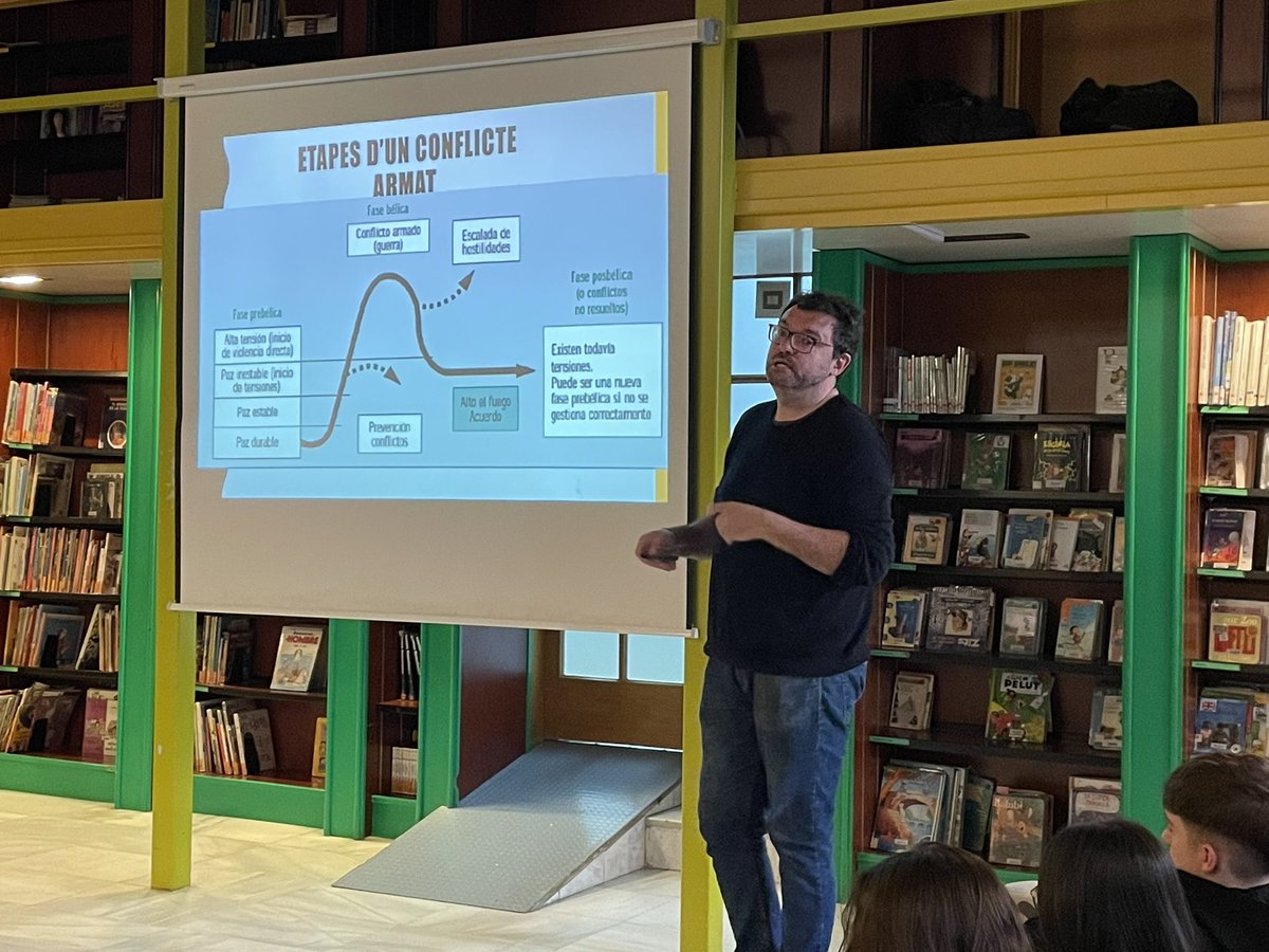 carmina_calvo's tweet photo. Avui els alumnes de 1rBat #JesuïtesClot han escoltat a l’@albertcarames, president de @FundiPau, parlar i reflexionar sobre els conflictes actuals i de com podem avançar per construir la pau avui dia. @JesuitesEdu #problemàtiquessocials https://t.co/eI3lEyj6e7
