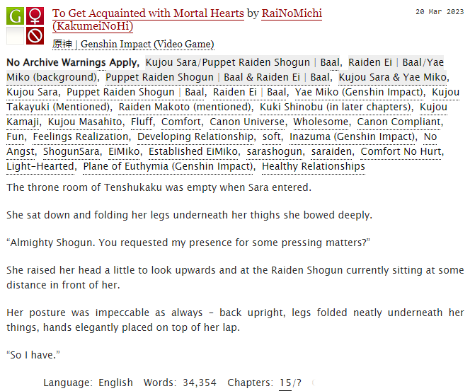 KakumeiHi's tweet photo. TTo Get Acquainted with Mortal Hearts - 原神 | Genshin Impact (Video Game) - Chapter 15 Update
https://t.co/47PupTsDW5
#shogunsara #saraiden #RaidenShogun #KujouSara #GenshinImpact #ThatGrumpyShogun #HerTenguGeneral #eimiko #RaidenEi #YaeMiko #KukiShinobu https://t.co/VHZ0x0BHri