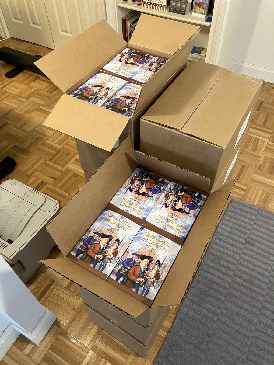 BostonHistory's tweet photo. Today’s delivery from East Peoria, IL - 525 copies of the 2023 revised edition of my children’s book One April in Boston. Another great printing job by Versa Press, Inc. https://t.co/DpUaB7NL8i Every family taking a private tour receives a signed copy! https://t.co/UgoTxvHHli https://t.co/D7KntAIjdO