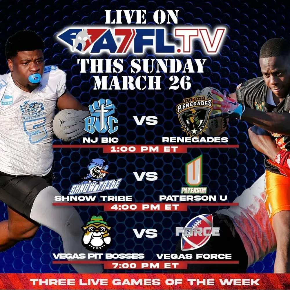 macsimumsc's tweet photo. WE ARE THE GAME OF THE WEEK!4PM PST! Check us out either live at Bonanza high school or live on TV! #LVFORCE #A7FL #A7FLNV @a7flnv @thea7fl @bgmc31 #macsimumsc #msc https://t.co/yXwVKDI5hW