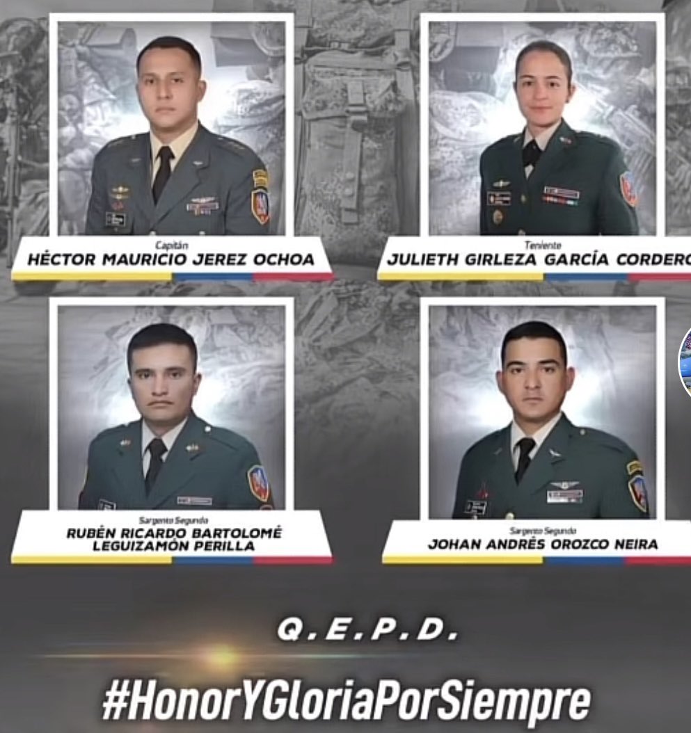 edgarces10's tweet photo. Lamentable pérdida de estos 4 héroes, miembros de nuestro @COL_EJERCITO sentidas condolencias para todos en sus familia. QEPD. 🙏🙏 https://t.co/hrfU0qzV0A