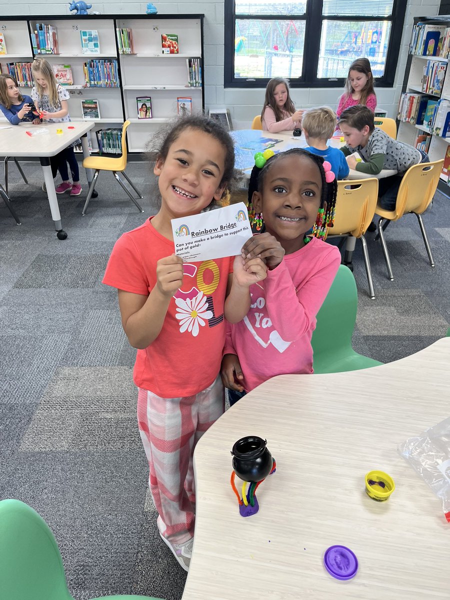 library_OESSCC's tweet photo. 🌉 The word of the week at OES is -strategy.  Students will learn about bridges this week in the library.  They will have to use strategies and teamwork to create a rainbow bridge to support a pot of gold!🌉 @Burns_StClair @sccboe #everystudentprepared #STEM #rainbowbridge #learn https://t.co/cKwSsbdxDQ