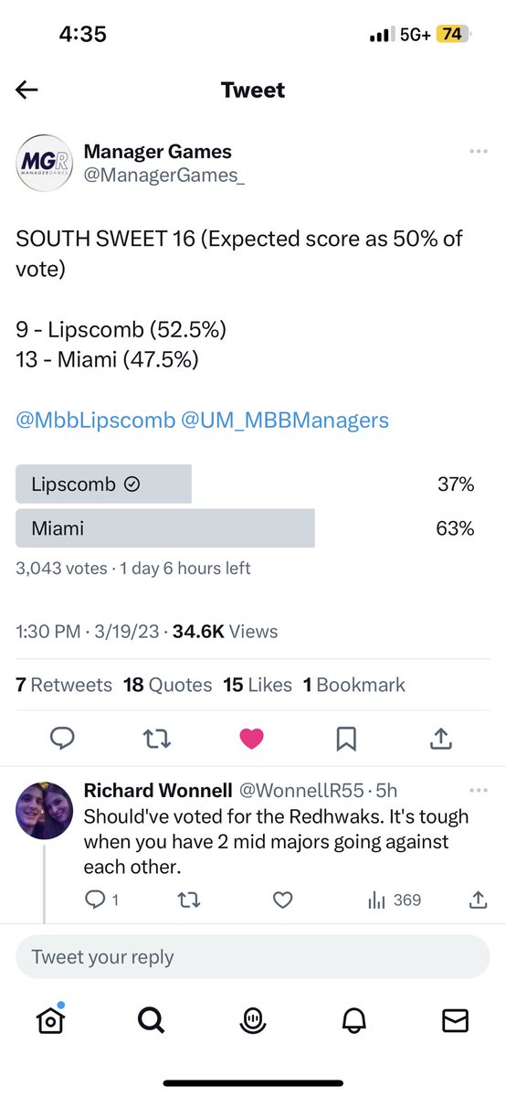 @ManagerGames_ @MbbLipscomb @UM_MBBManagers 35 minutes apart. Have some explaining to do on this total flip @UM_MBBManagers?