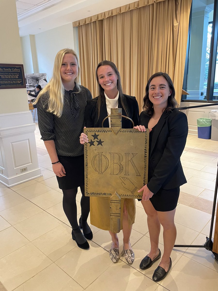 DavidsonWSoc's tweet photo. Congratulations to THREE of our seniors (Mary Grace Bunch, Cecie Bassett, and Rachel Schleicher) for being initiated into Phi Beta Kappa tonight!! Phi Beta Kappa is the nation’s oldest and most prestigious honor society and we are so proud. #CatsareWild #STUDENTathlete 📚 🐾 https://t.co/Wt1K8kXHRL